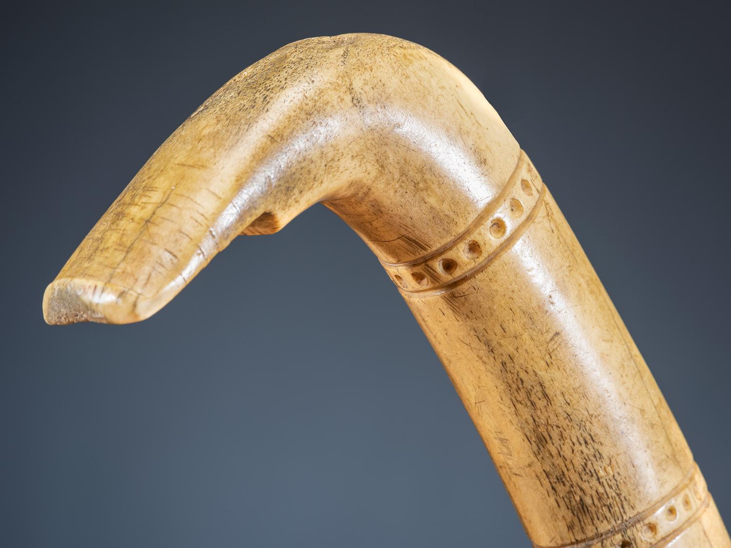 Plains Elk Antler Hide Scraper, with Decorations