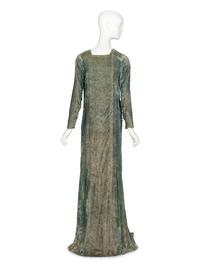 Mariano Fortuny, Stenciled Velvet & Pleated Silk Dress