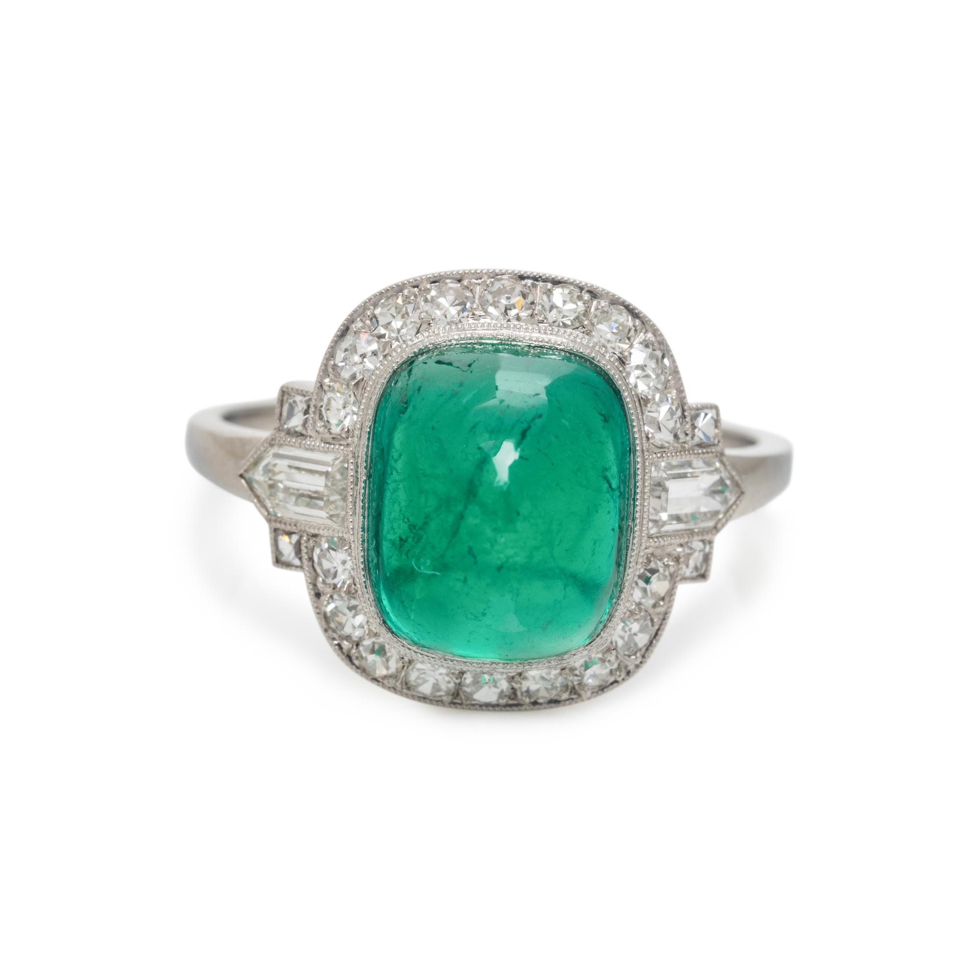 ART DECO, EMERALD AND DIAMOND RING