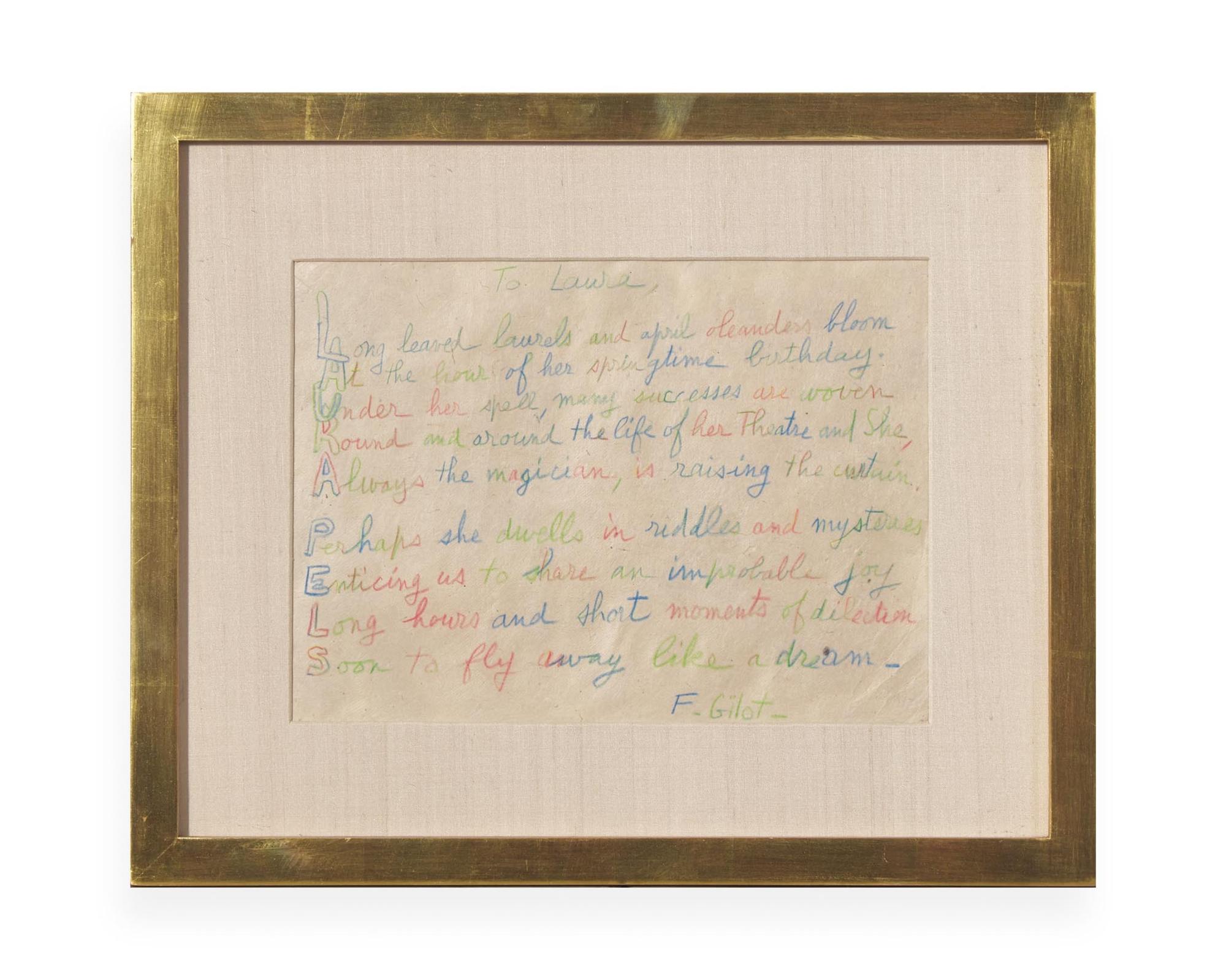 To Laura, Long Leaved Laurels…