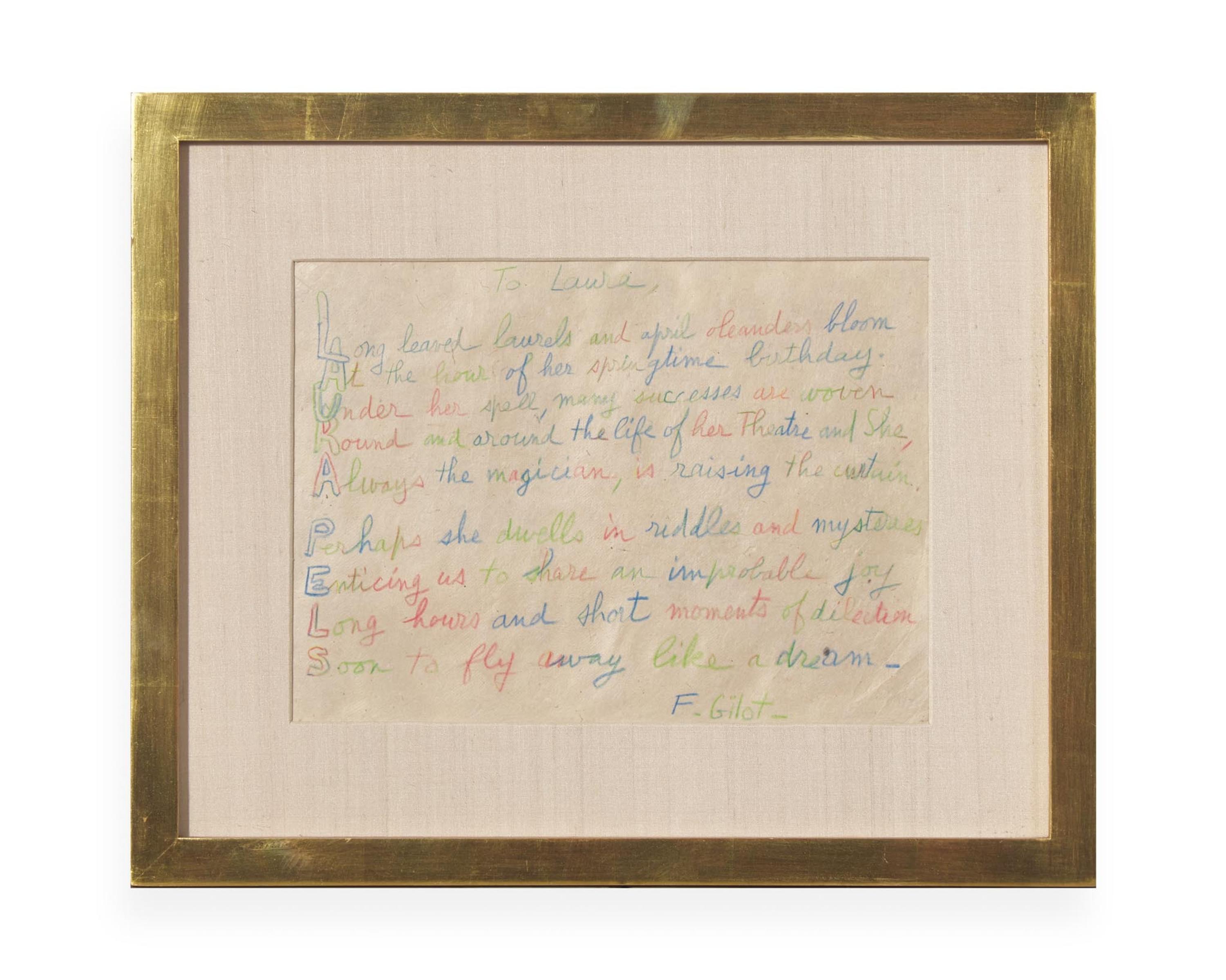 To Laura, Long Leaved Laurels…