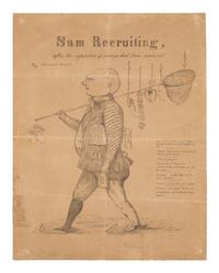 THIELEPAPE, Wilhelm Carl August (1814-1904), lithographer. Sam Recruiting, after the injunction of secrecy had been removed . San Antonio: Thielepape, July 1855.