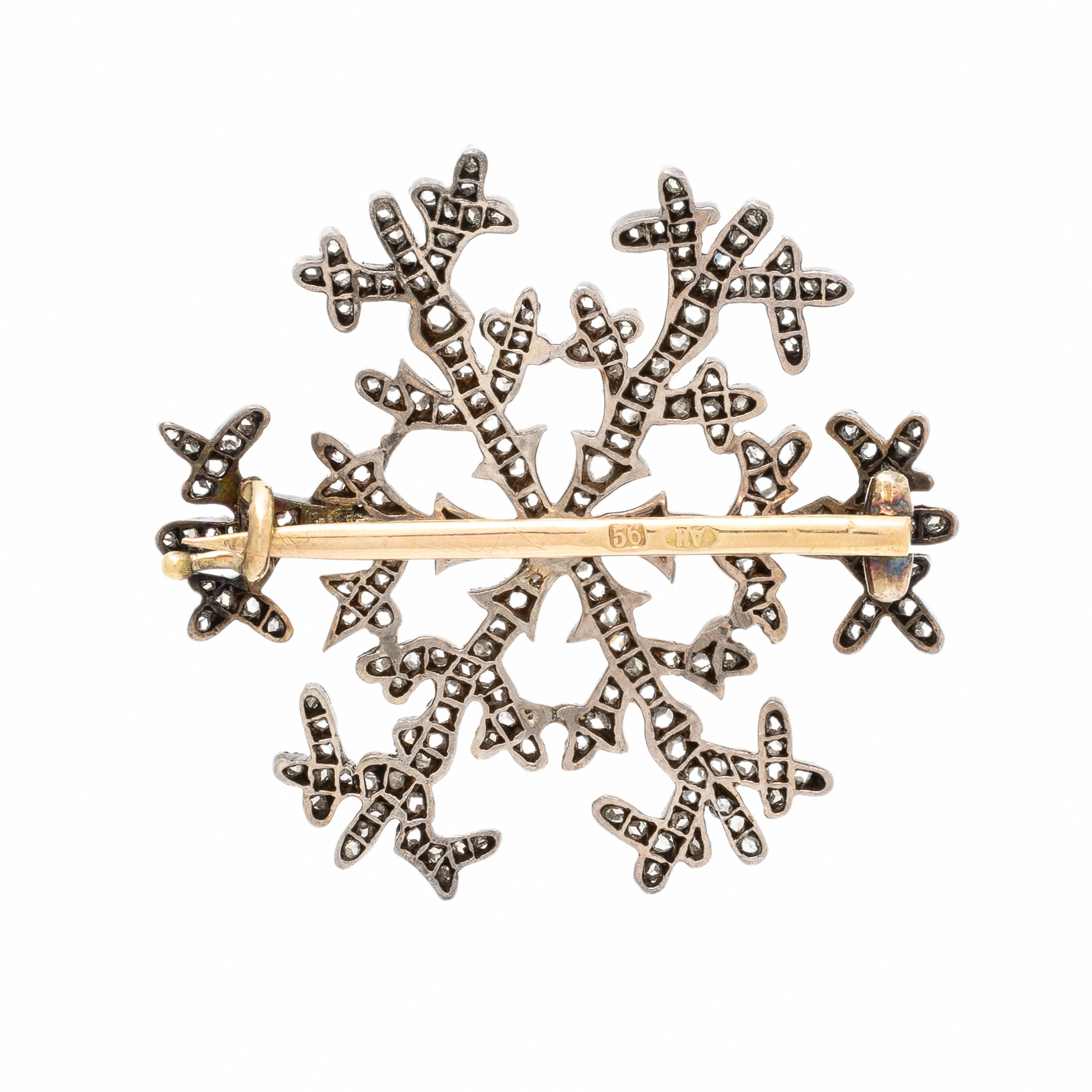 Fabergé, August Holmström, Antique, Diamond Snowflake Brooch