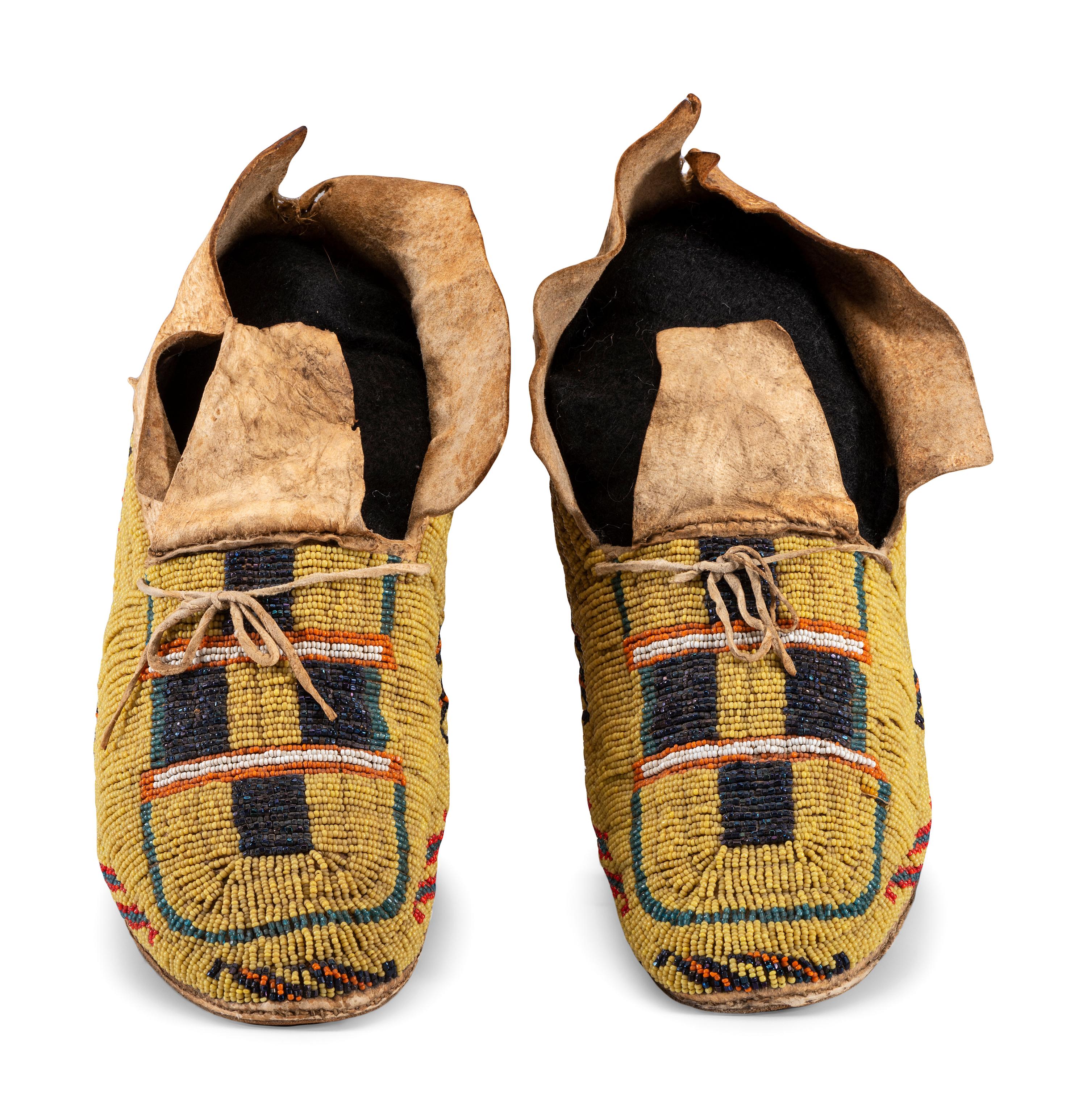 Cheyenne Beaded Hide Moccasins