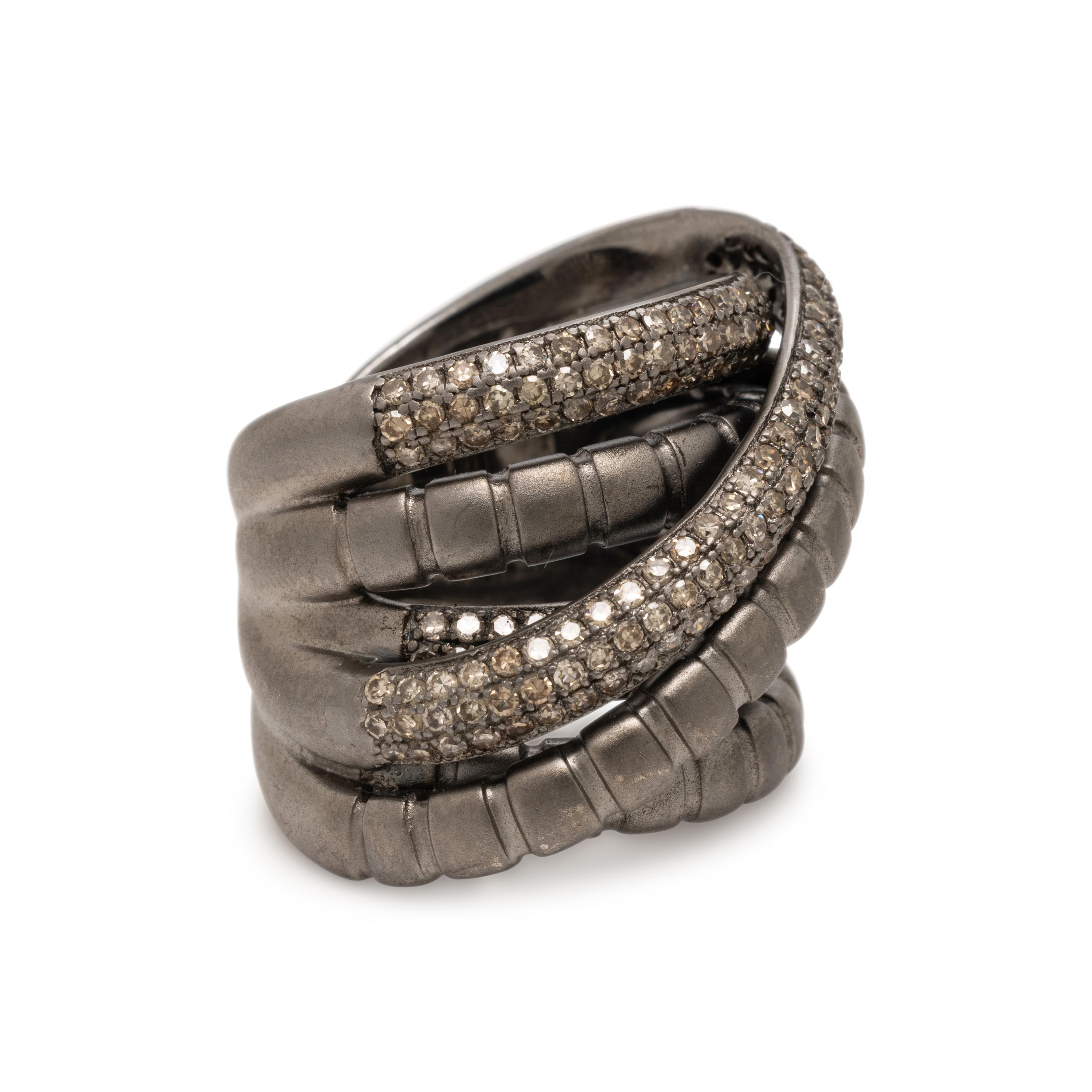 Colored Diamond and Silver Ring
