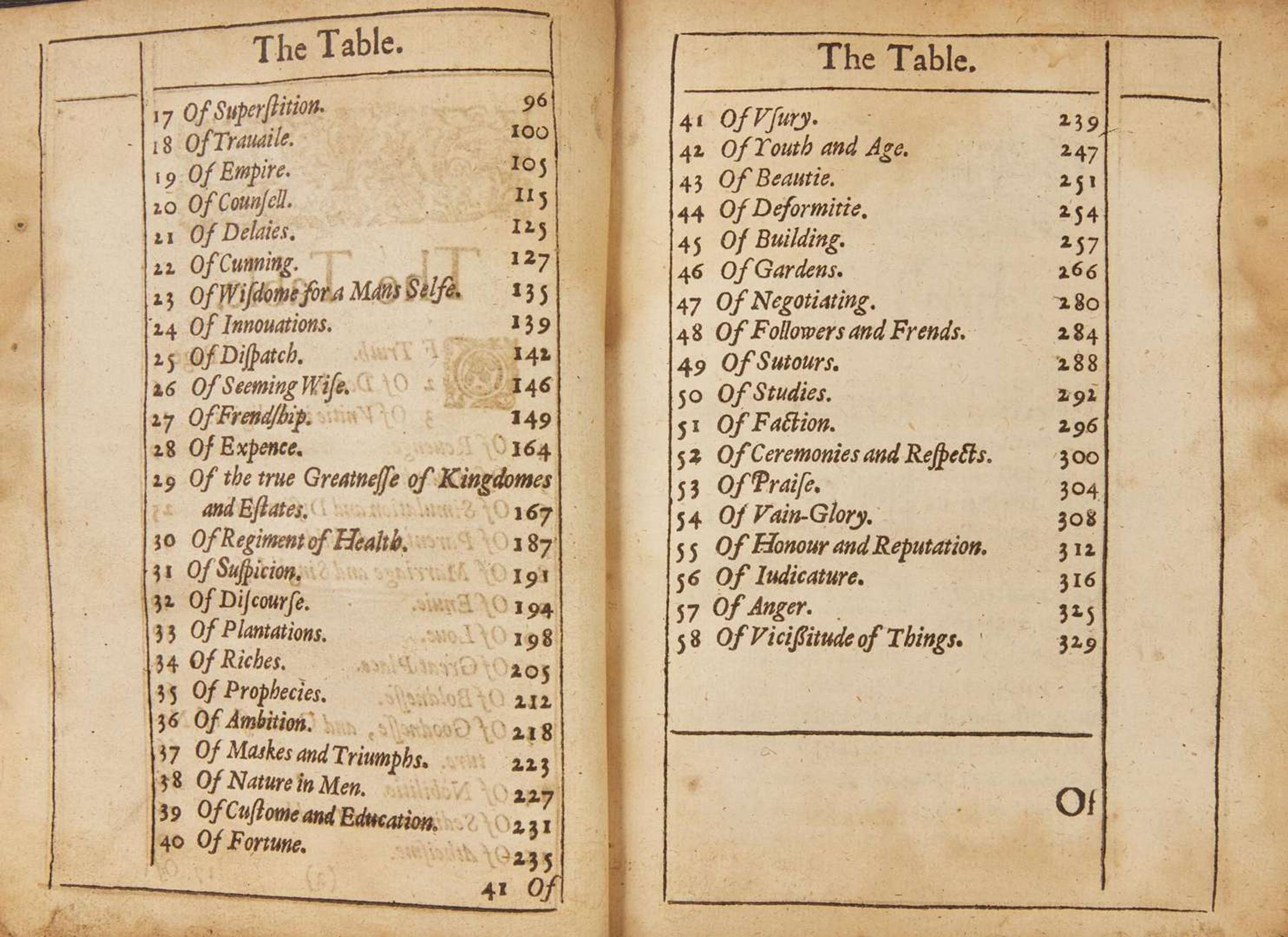 [Philosophy] (Bacon, Francis): (The Essayes or Counsels, Civill and Morall, of Francis Lo. Verulam, Viscount St. Alban)
