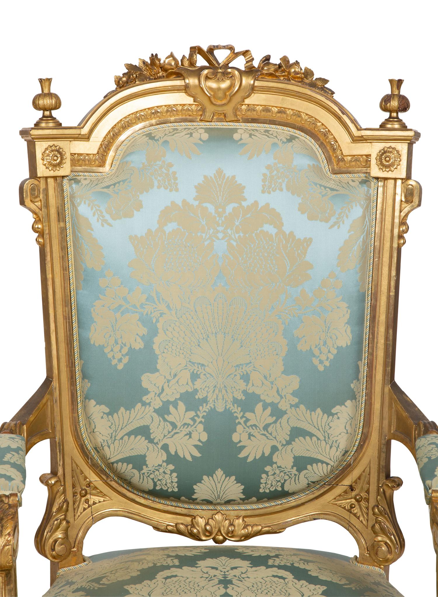 A Napoleon III Giltwood Seven-Piece Salon Suite