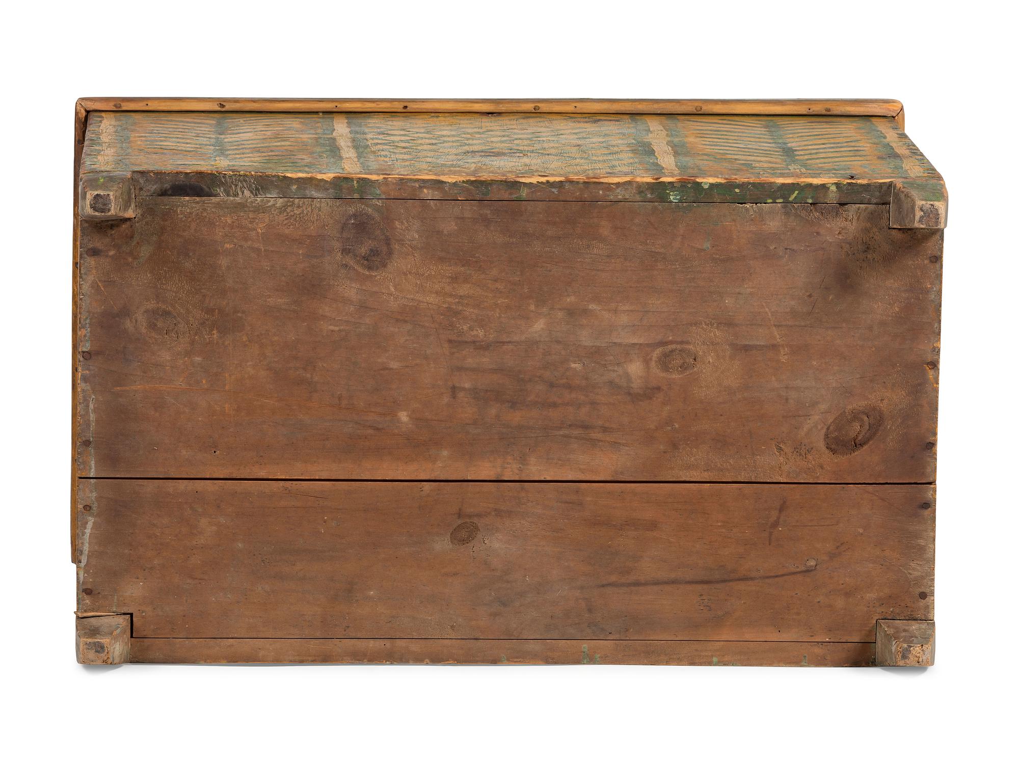 A Yellow and Green Painted Pine Blanket Chest, 19th Century