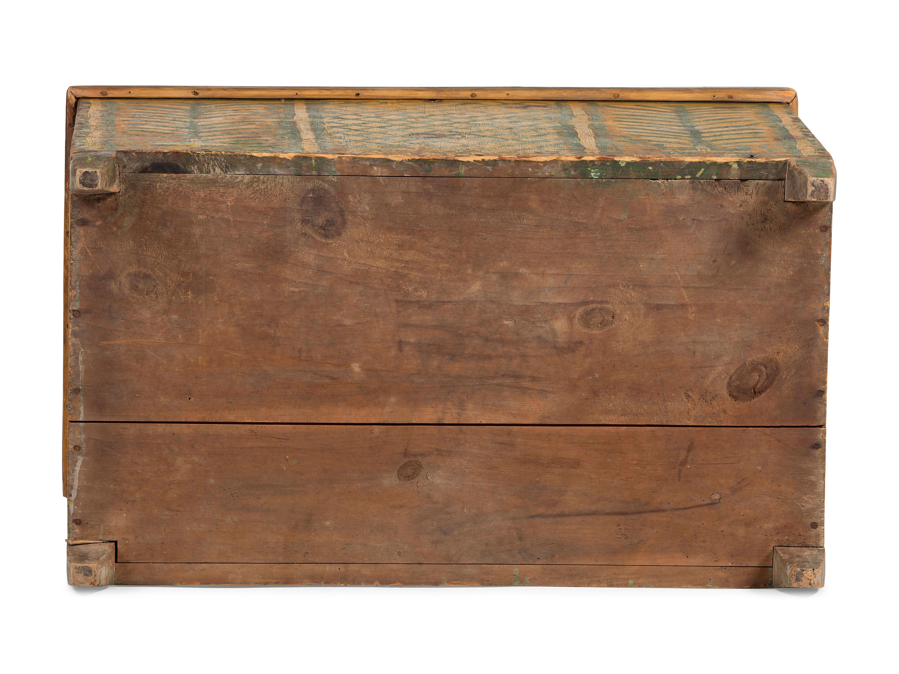 A Yellow and Green Painted Pine Blanket Chest, 19th Century