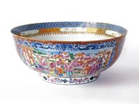 Chinese Export porcelain Rose Mandarin punch bowl qianlong, 1770-1780