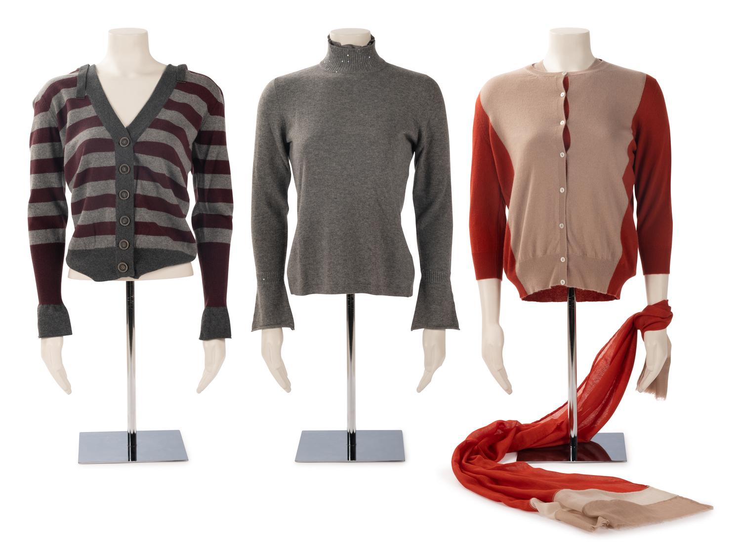Two Brunello Cucinelli and One Agnona Knit Tops, 2000s