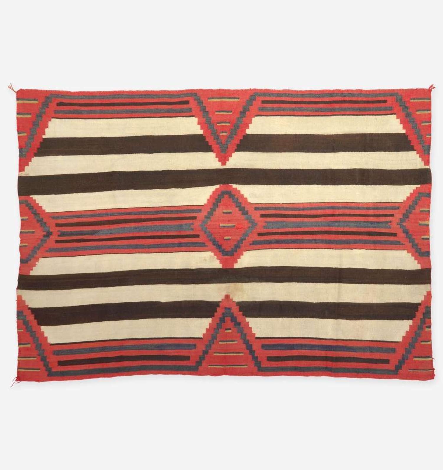 A Navajo late Classical wearing blanket in third phase Chief's pattern circa 1885
