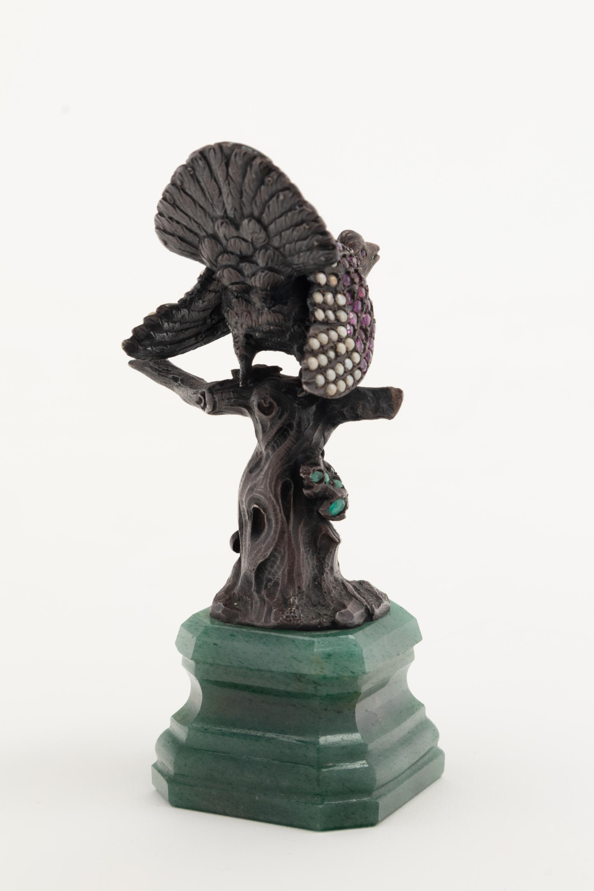 A Continental Silver, Pearl and Hardstone Inset Figure