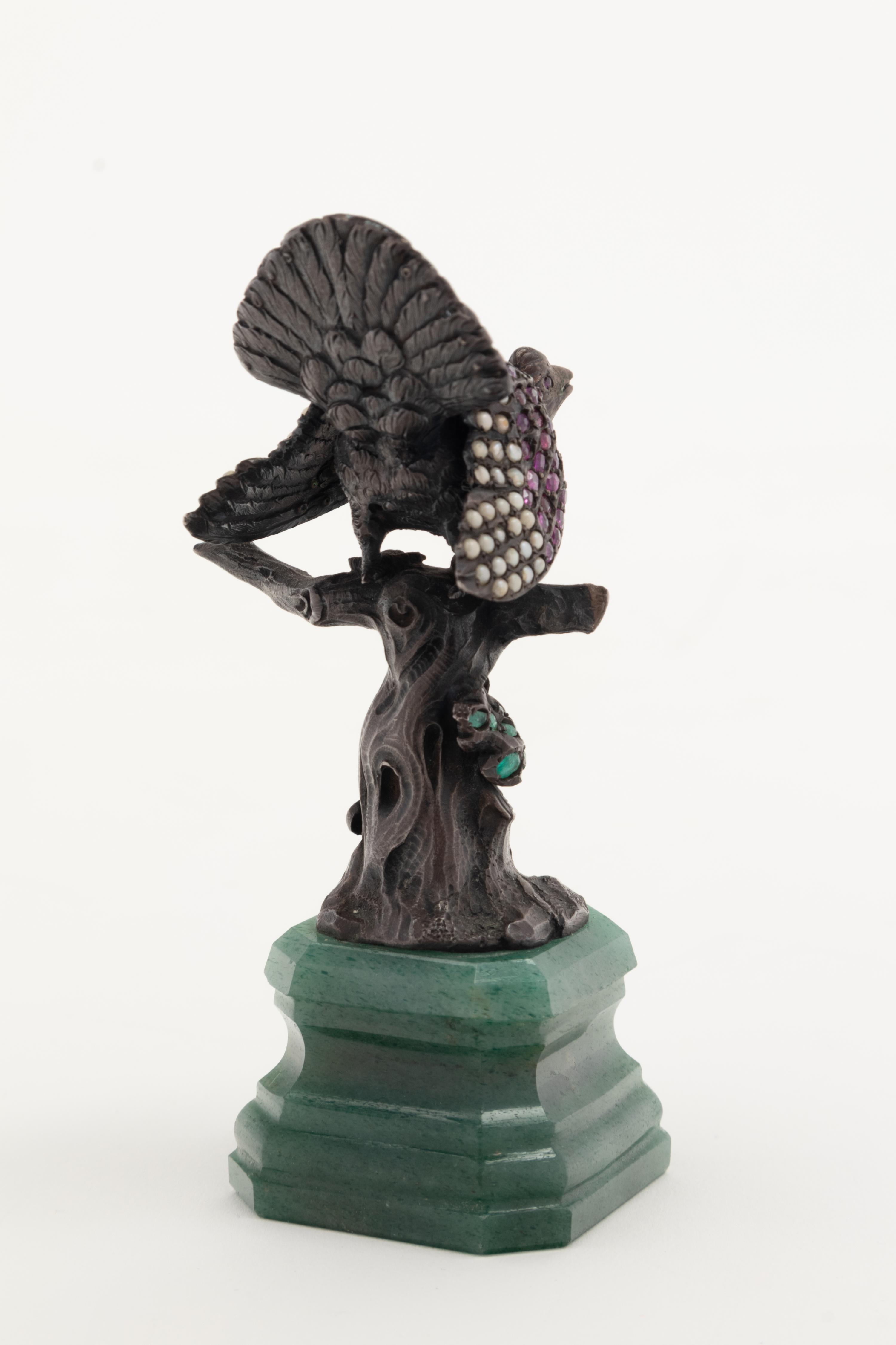 A Continental Silver, Pearl and Hardstone Inset Figure