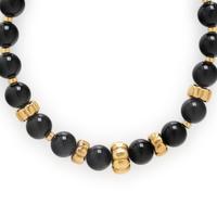 Onyx Bead and Yellow Gold Necklace