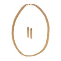 BICOLOR GOLD MULTISTRAND NECKLACE AND EARRINGS