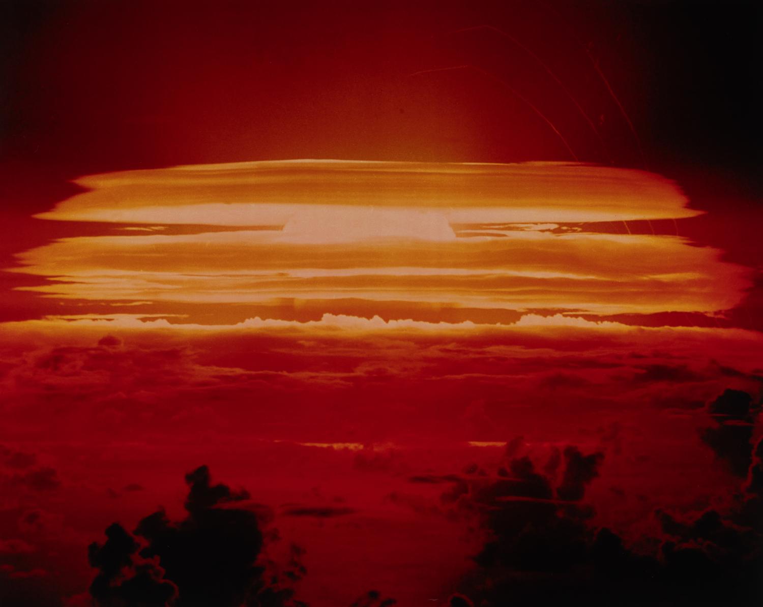 [NUCLEAR TESTS]. A group of 2 photographs from the Cherokee and Dakota Tests for Operation Redwing. May-June 1956.