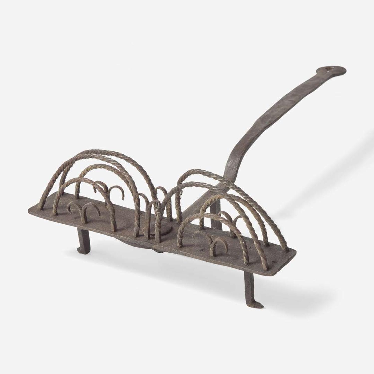 A large collection of twenty-three wrought iron cooking utensils 18th / 19th century