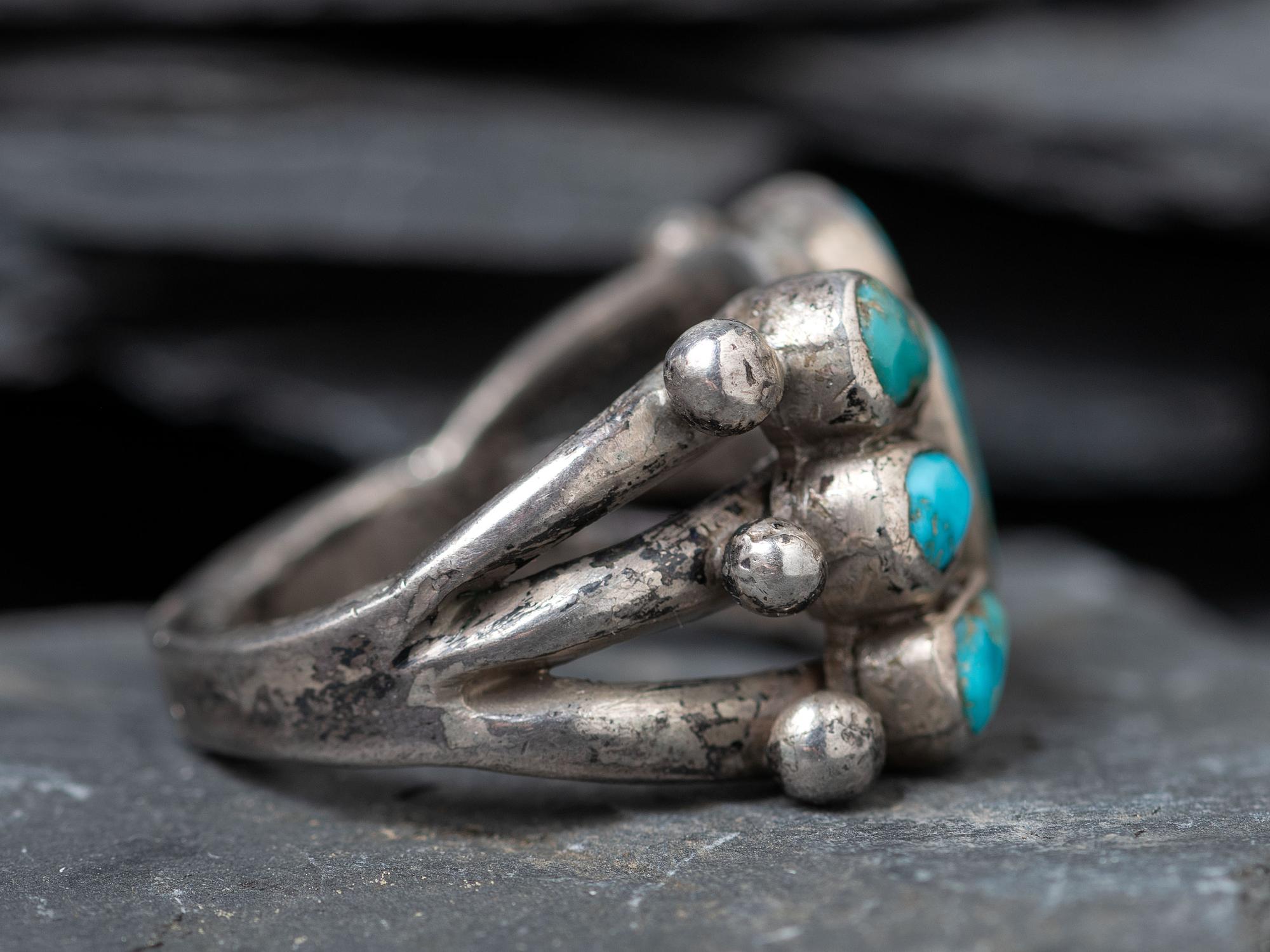 Men's Navajo Ingot and Turquoise Cluster Ring, Collected by Hoffman Birney (1891-1958)