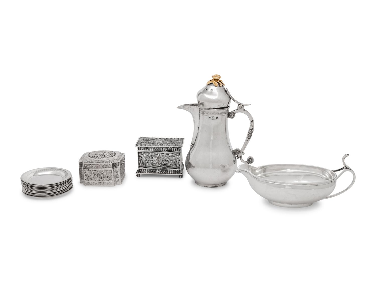 A Group of Continental and Middle Eastern Silver Table Articles