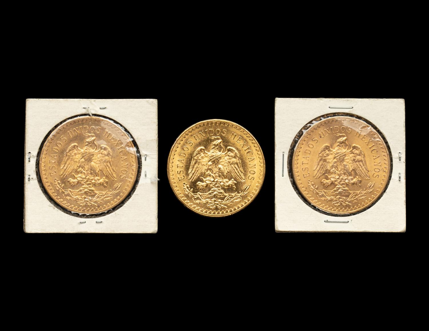 [MEXICO] Three 1947 50 Peso Gold Coins