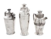 A Group of Three Silver-Plate Cocktail Shakers