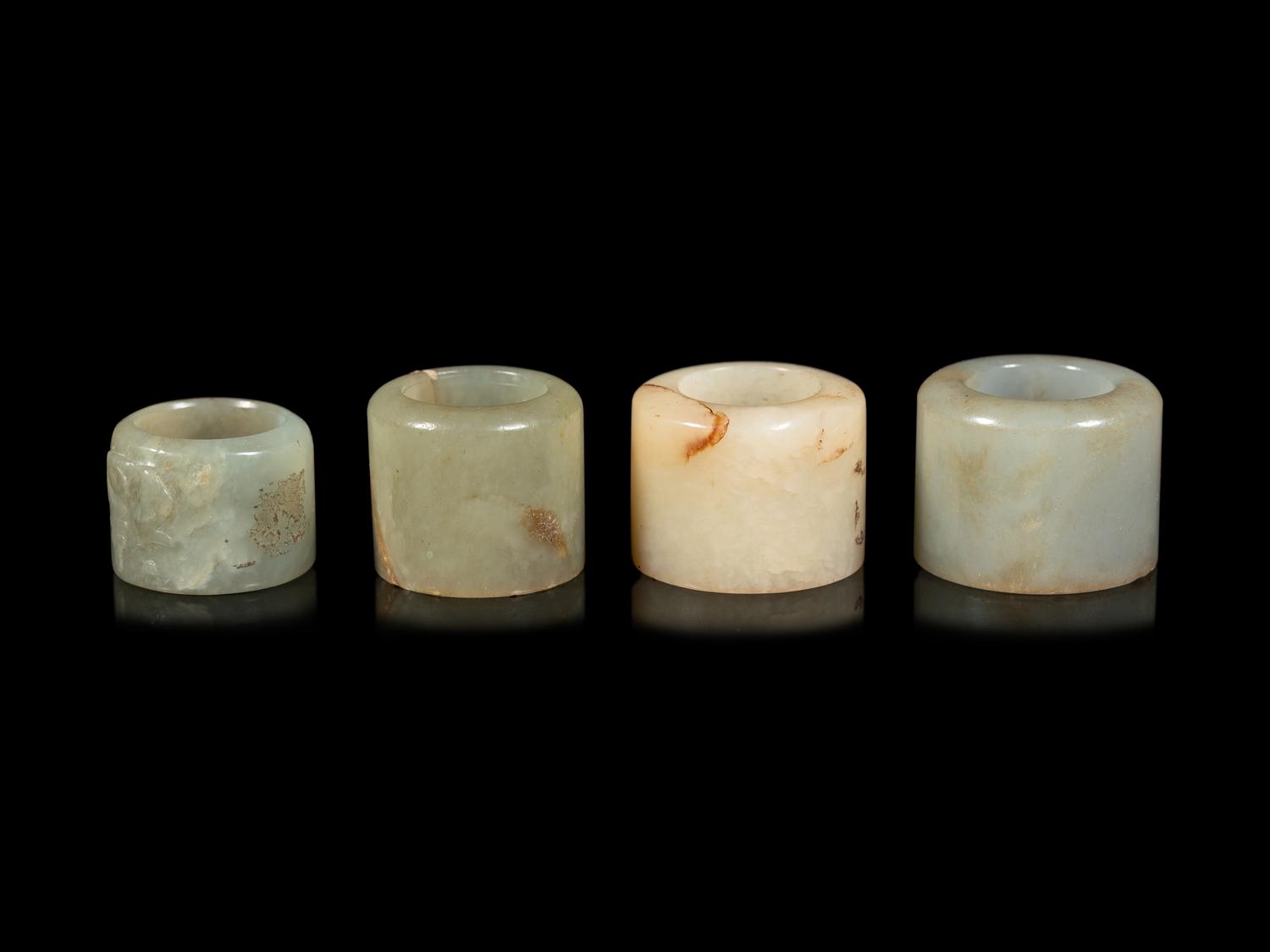 Four Celadon Jade Archer's Rings