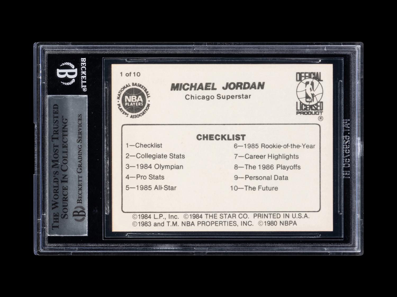 A 1986 Star Michael Jordan Set Break Basketball Card No. 1 Checklist (BGS 9 MINT)