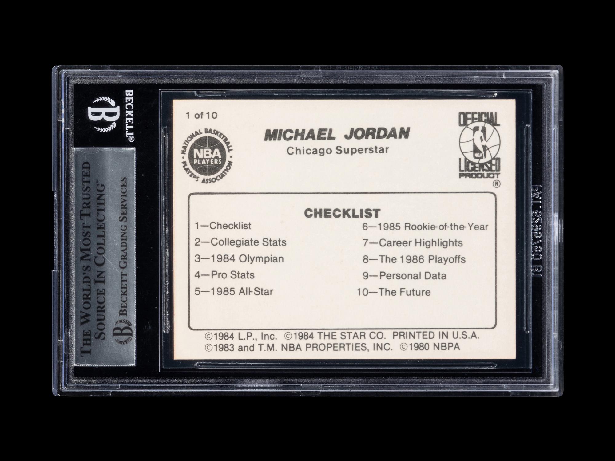 A 1986 Star Michael Jordan Set Break Basketball Card No. 1 Checklist (BGS 9 MINT)