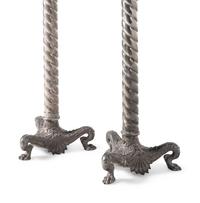 A Pair of Continental Neoclassical Style Silver-Plate Floor Lamps