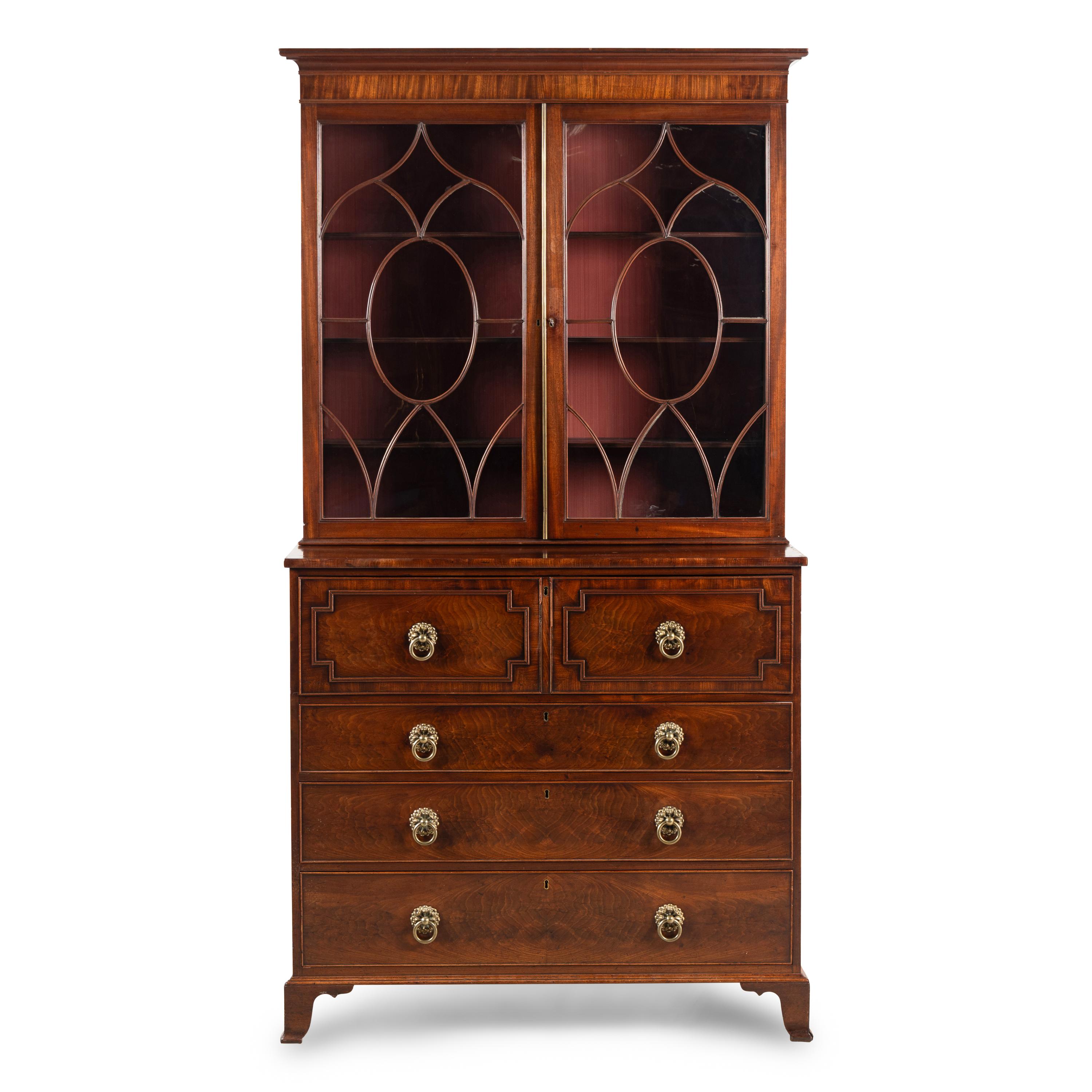 A George III Mahogany Bureau Cabinet