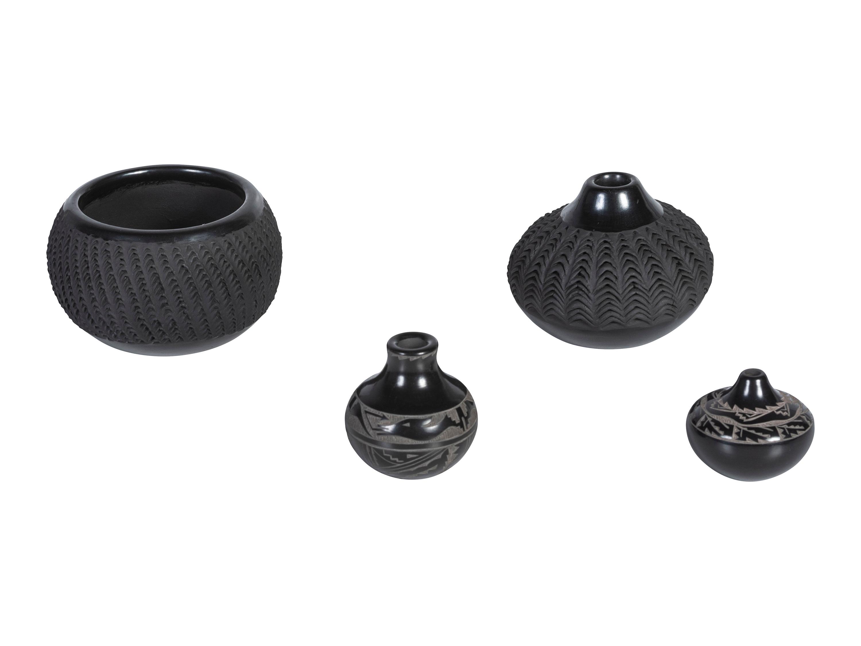 Santa Clara Blackware Pottery Jars