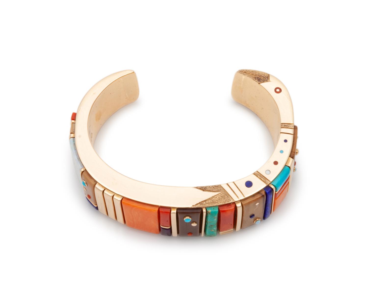 Gold and Cobblestone Inlay Cuff Bracelet