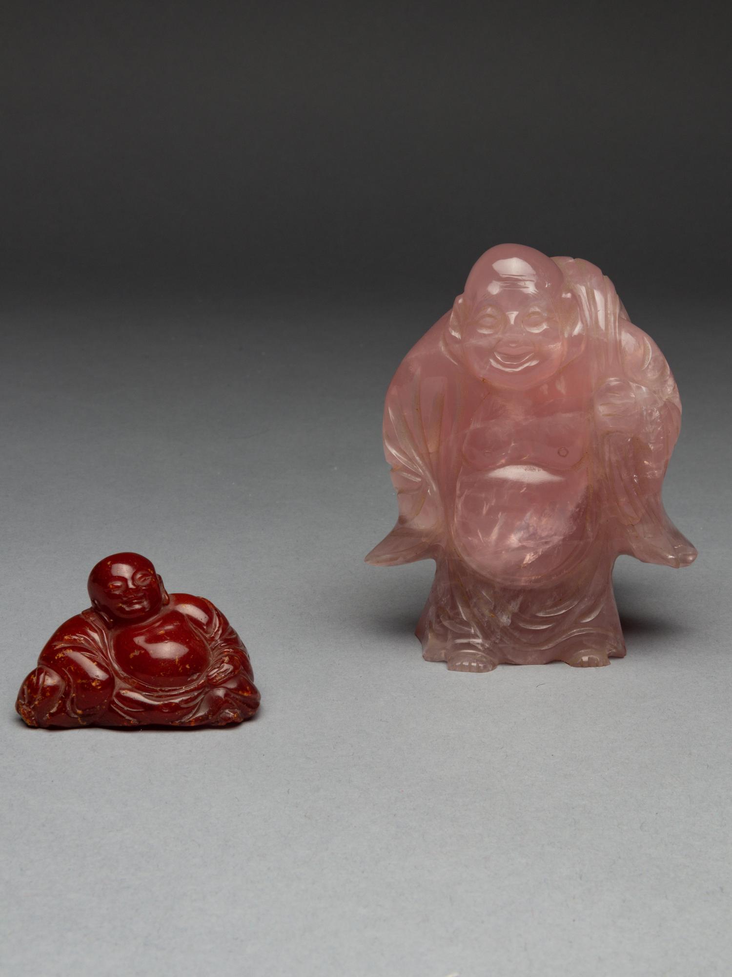 Two Carved Hardstone Figures of Budhai Buddhas