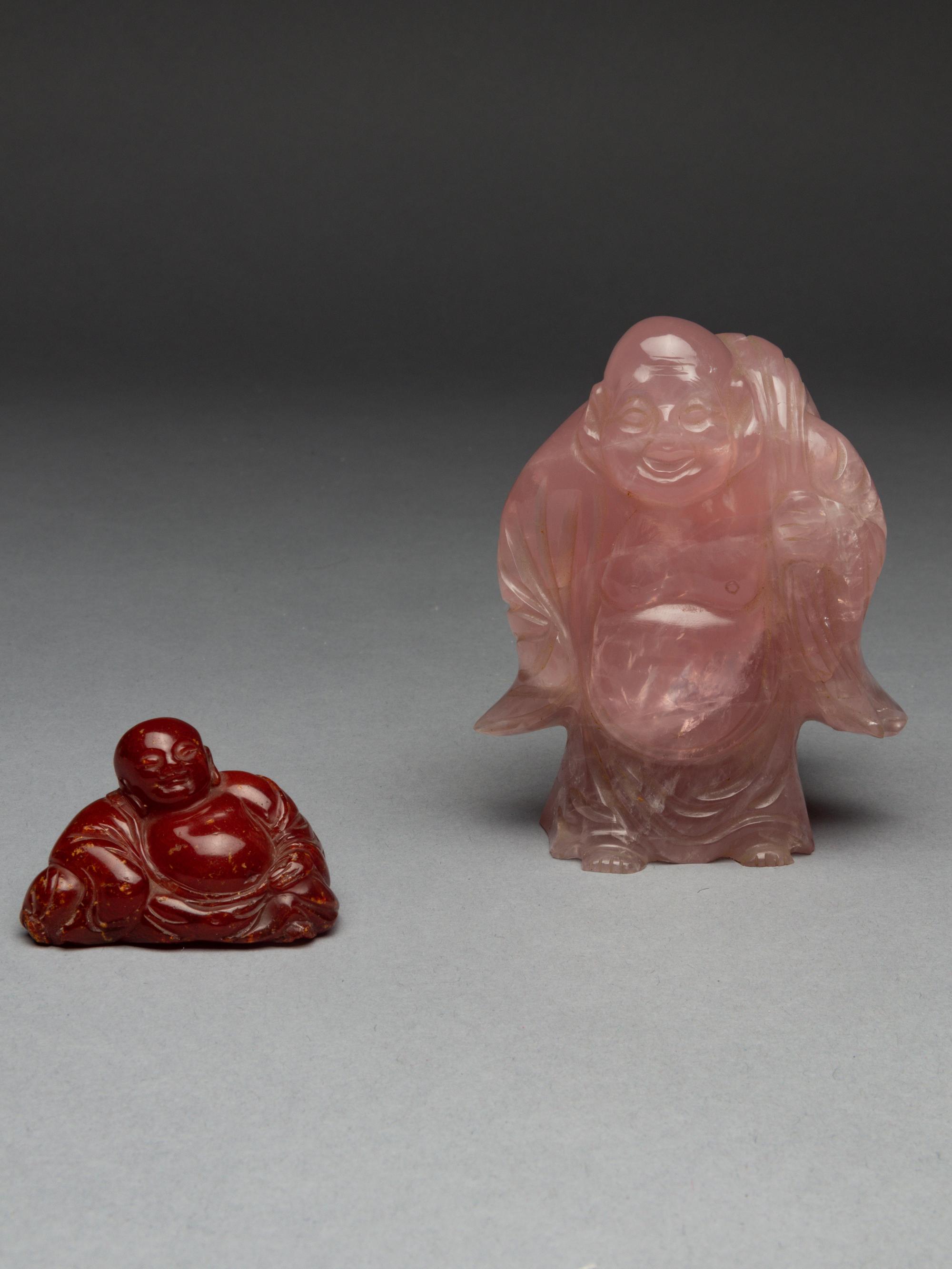Two Carved Hardstone Figures of Budhai Buddhas
