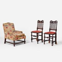 A group of three oak and walnut chairs 18th and late 19th / early 20th century