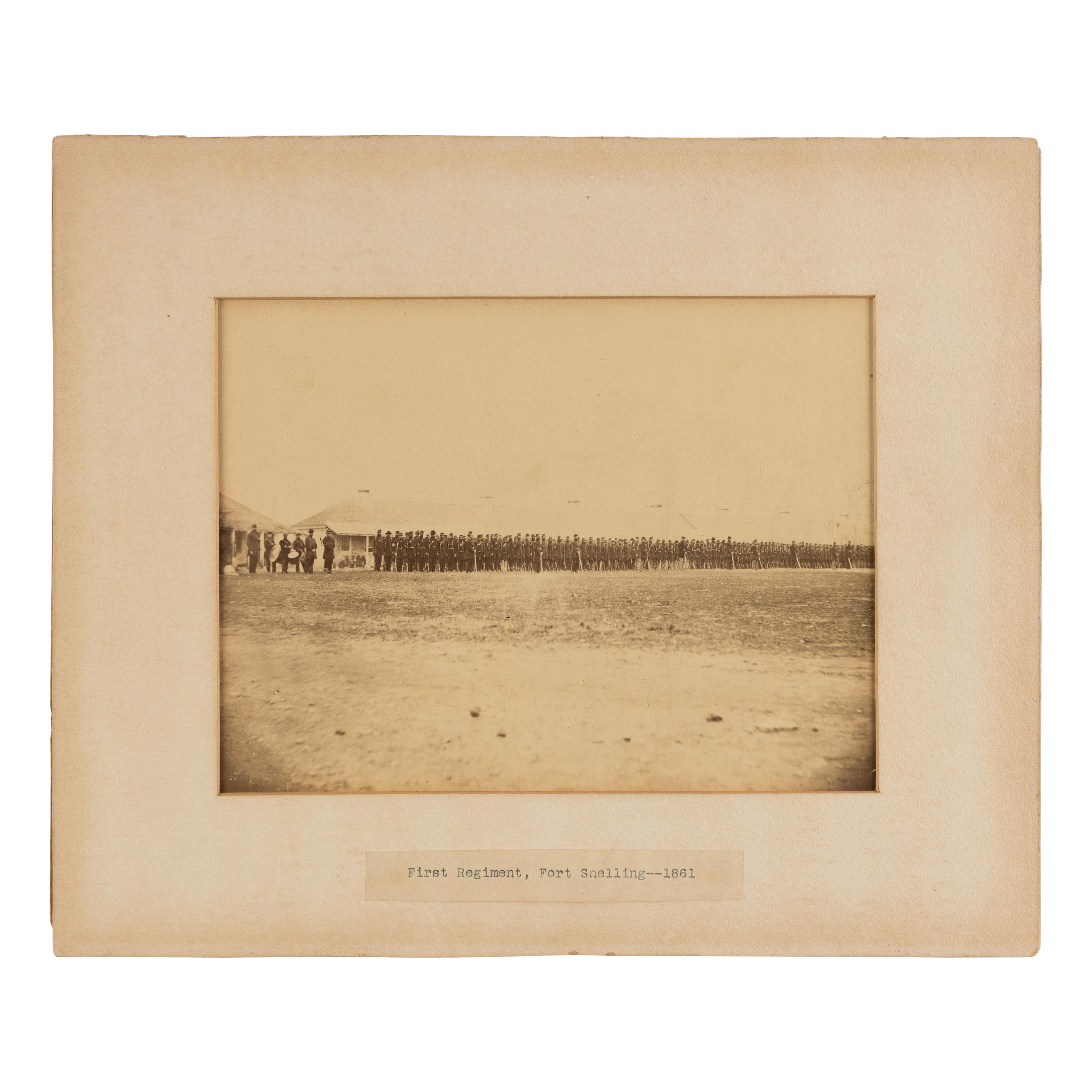 Upton, Benjamin F. (1818-1910), attrib. Photograph of the Second Minnesota Volunteer Infantry at Fort Snelling.