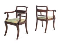 A Pair of Regency Twist-Carved Mahogany Armchairs