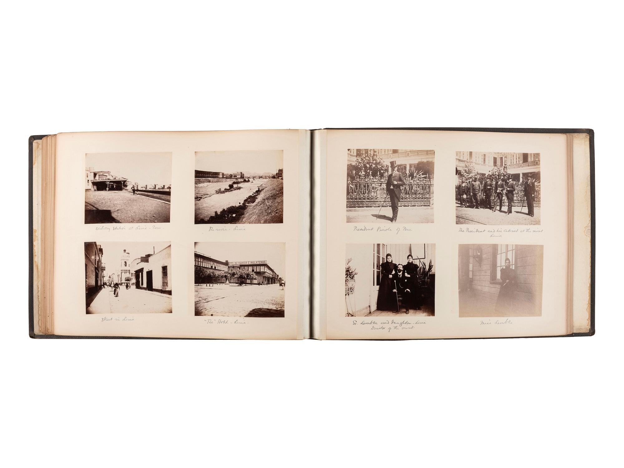[EARLY PHOTOGRAPHY]. 3 albums documenting international travel. Ca 1892-1898.