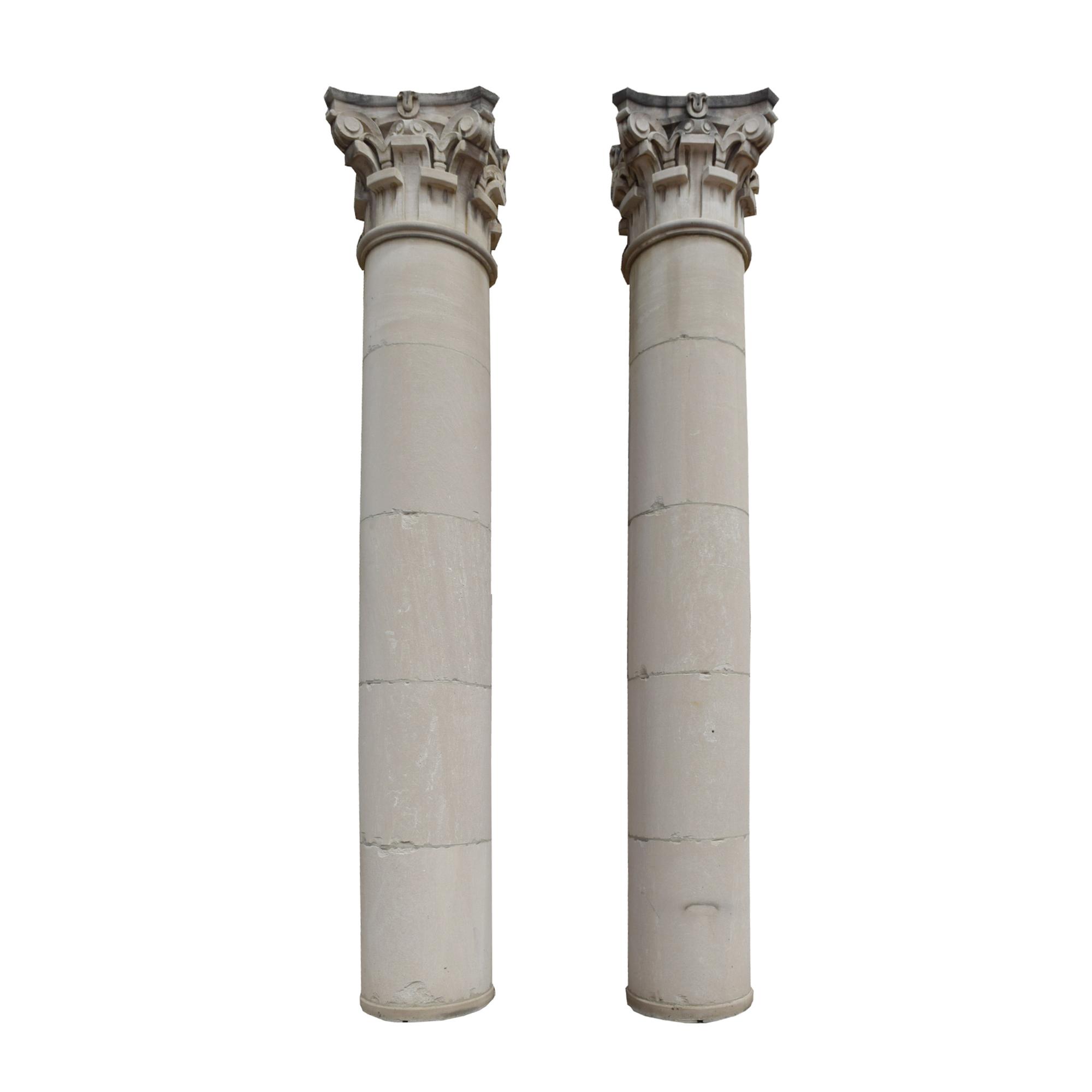 Six Monumental Limestone Columns from the Chicago Mercantile Exchange Building, designed by Chicago architect Alfred Alschuler 45.5" W — United States, Circa 1927