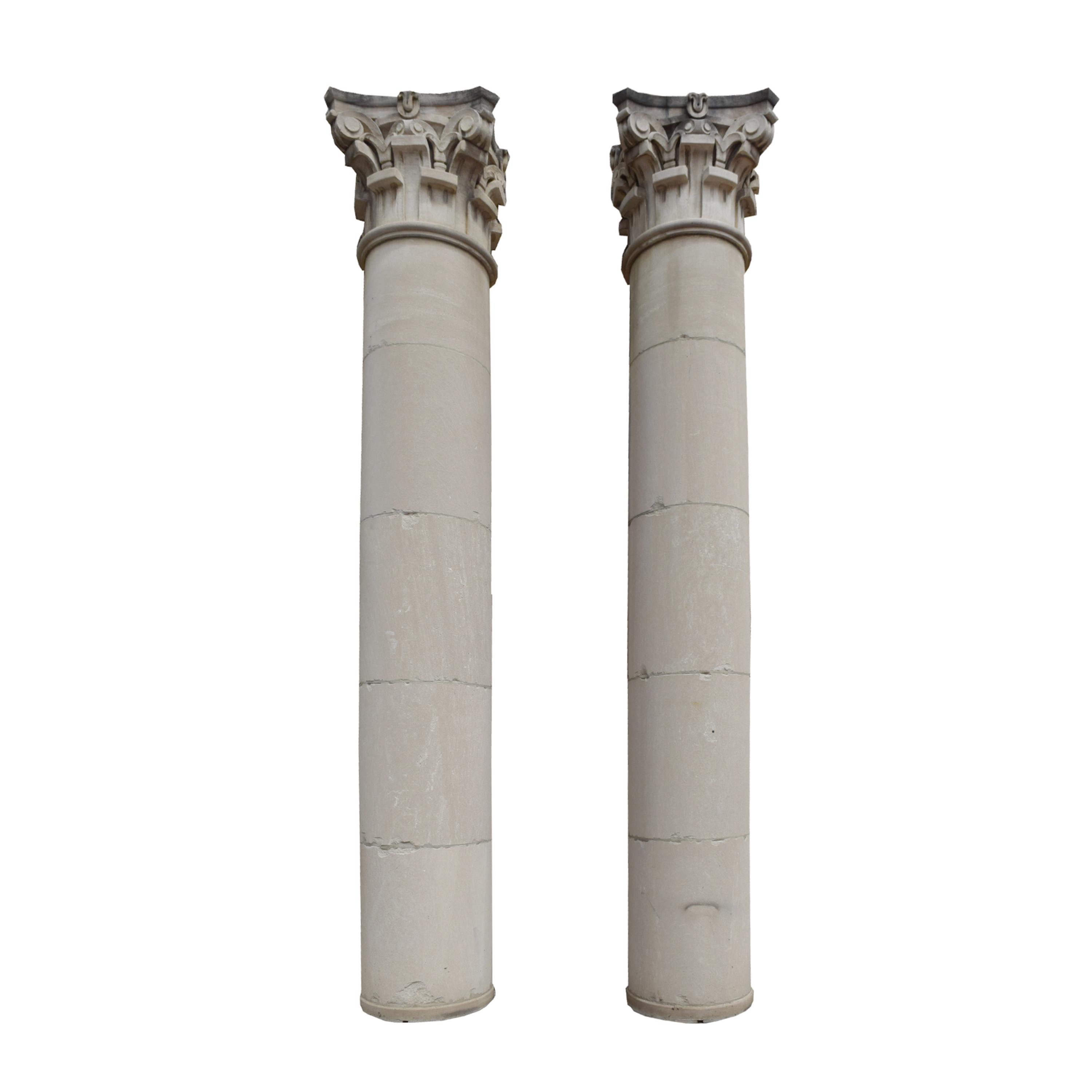 Six Monumental Limestone Columns from the Chicago Mercantile Exchange Building, designed by Chicago architect Alfred Alschuler 45.5" W — United States, Circa 1927