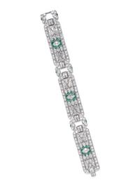 ART DECO, DIAMOND AND CHRYSOPRASE BRACELET