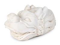 A Chinese Carved White Marble Fu Lion Head — 19TH/20TH CENTURY