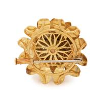 CARTIER, YELLOW GOLD, ENAMEL AND DIAMOND FLOWER BROOCH