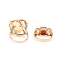 COLLECTION OF GOLD AND CITRINE RINGS