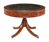 A Baker Yew Wood Drum Table
