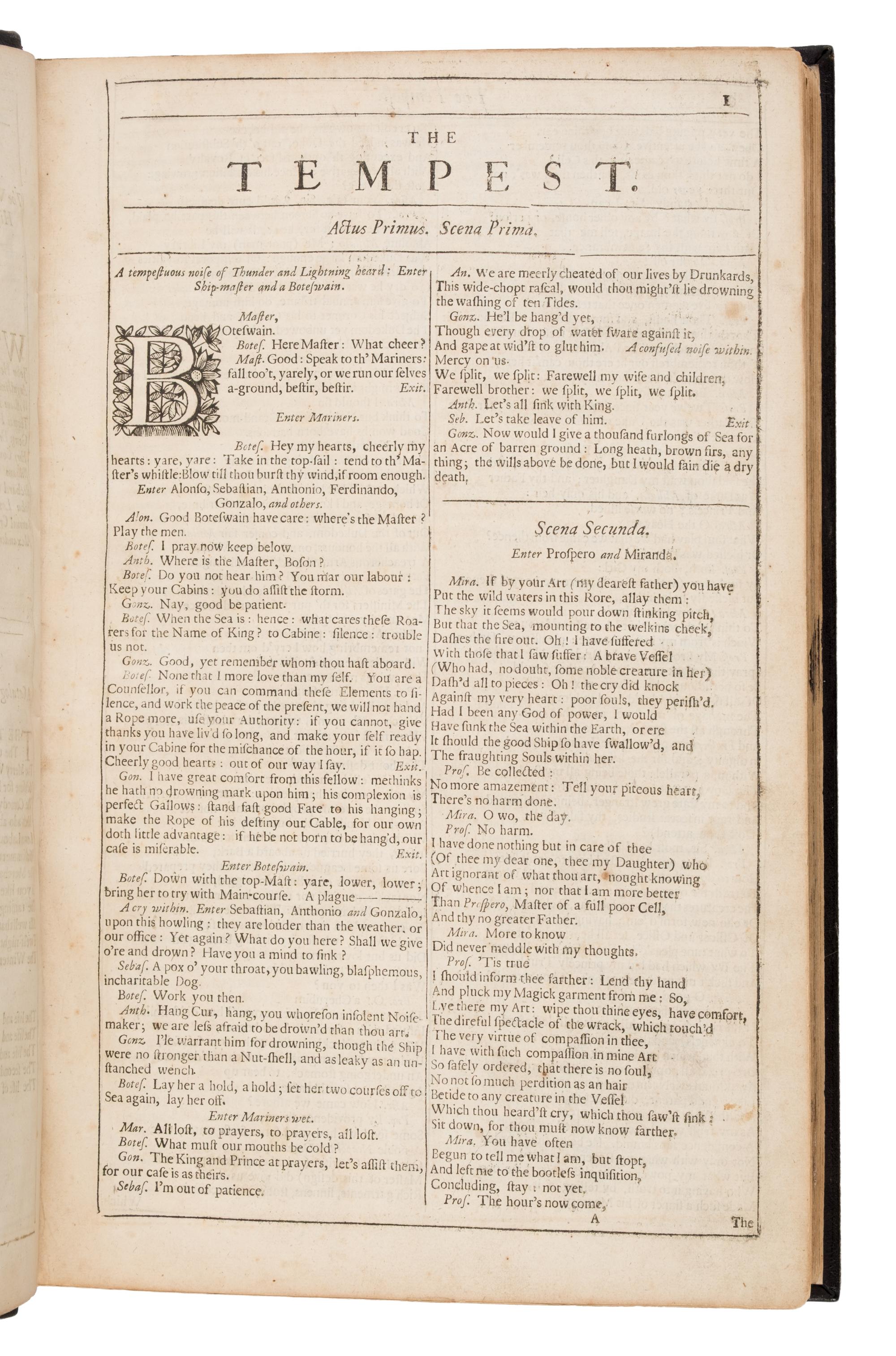Shakespeare, William (1564-1616). Mr. William Shakespear's Comedies, Histories, and Tragedies. Published according to the true Original Copies. Unto which is added, SEVEN PLAYS, Never before Printed in Folio . London: Printed [by Robert Roberts, Robert Everingham, and John Macock] for H[enry]. Herringman, and are to be sold by Joseph Knight and Francis Saunders, at the Anchor in the Lower Walk of the New Exchange, 1685.