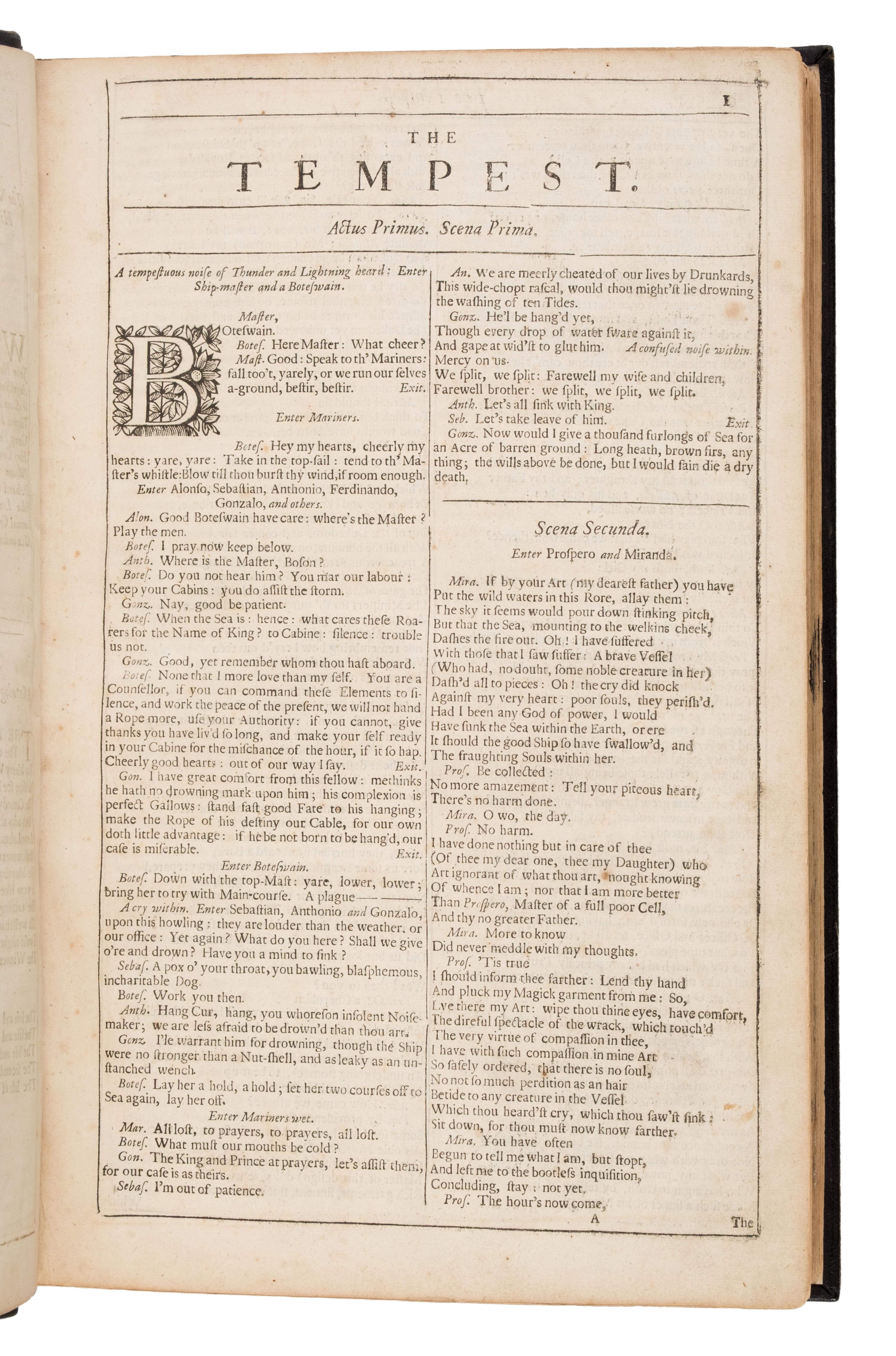 Shakespeare, William (1564-1616). Mr. William Shakespear's Comedies, Histories, and Tragedies. Published according to the true Original Copies. Unto which is added, SEVEN PLAYS, Never before Printed in Folio . London: Printed [by Robert Roberts, Robert Everingham, and John Macock] for H[enry]. Herringman, and are to be sold by Joseph Knight and Francis Saunders, at the Anchor in the Lower Walk of the New Exchange, 1685.