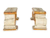 A Pair of Continental Painted and Parcel Gilt Candelabra
