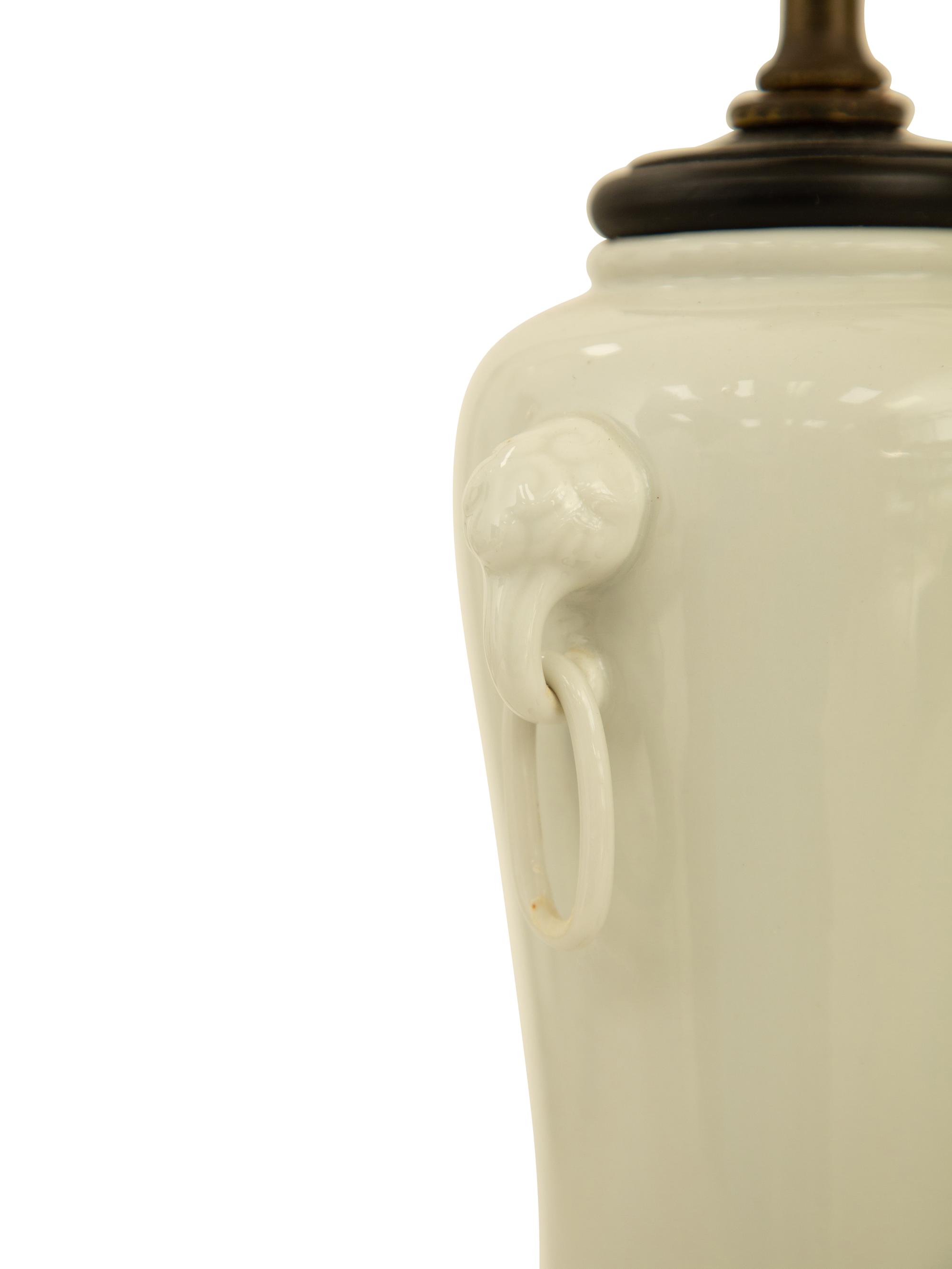 A Pair of Chinese Blanc de Chine Porcelain Lamps